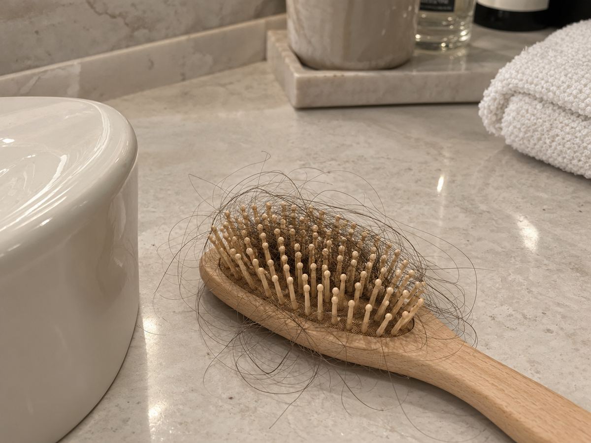 Hair in brush — a sign of thinning