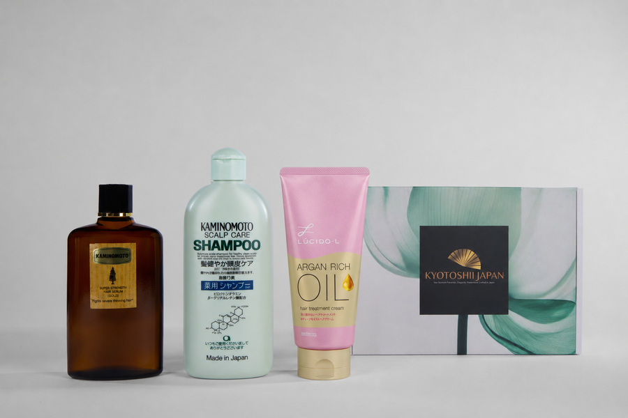 Hair Growth and Strength Set, Japanese scalp serum, shampoo and lotion for thinning hair