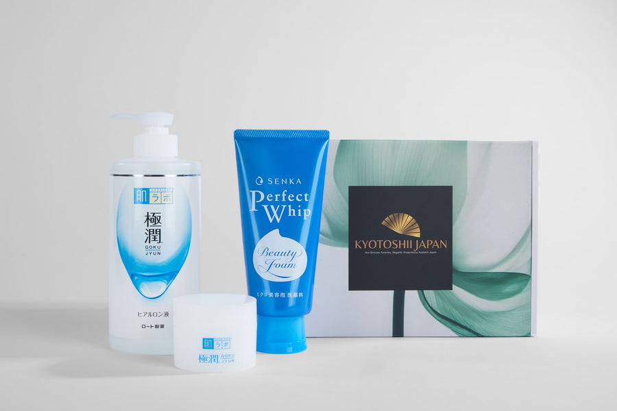 Hydration and Barrier Repair Set with Hada Labo hyaluronic lotion, cream and Senka cleanser