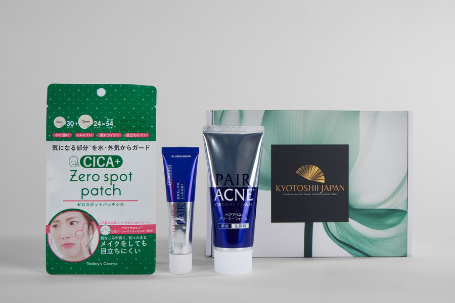 Adult Acne Control System, Japanese cleanser, cream and patch set for adult breakouts